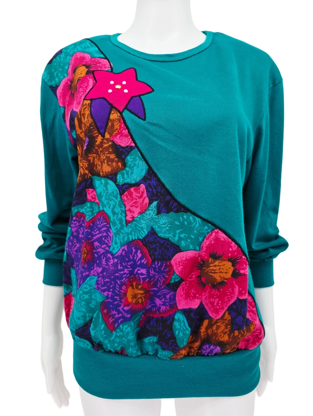 Vintage 80s Fire Islander Long Sleeve Shirt Teal M